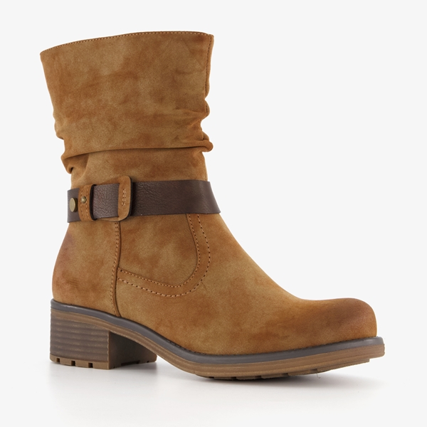 Blue Box dames boots met lage hak cognac 1