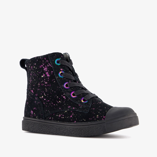 TwoDay hoge leren meisjes sneakers met glitter 1