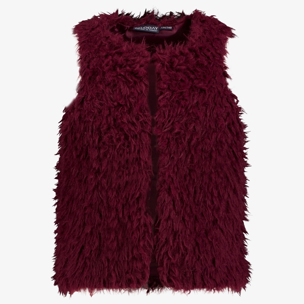 TwoDay fake fur meisjes gilet bordeaux rood 1