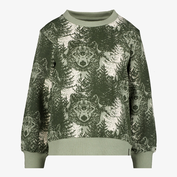 Unsigned jongens sweater met wolven groen 1