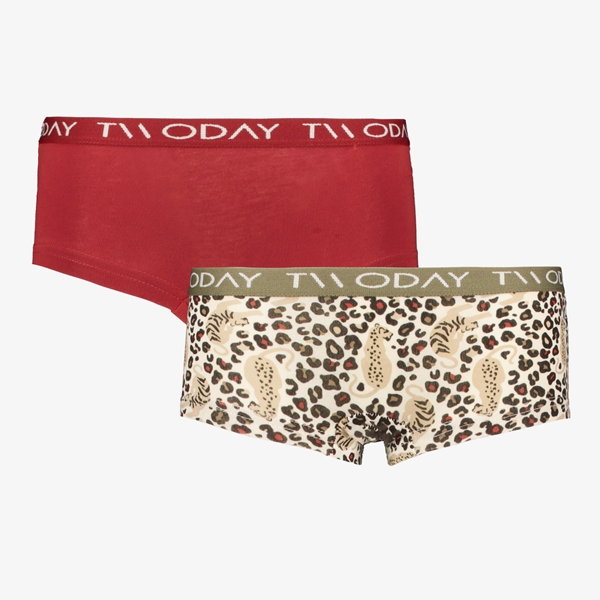 TwoDay 2-pack meisjes boxershorts luipaard rood 1