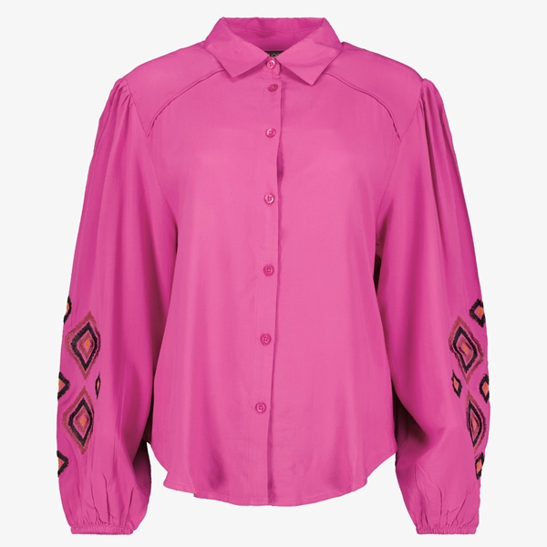 TwoDay dames blouse met geborduurde mouwen roze 1