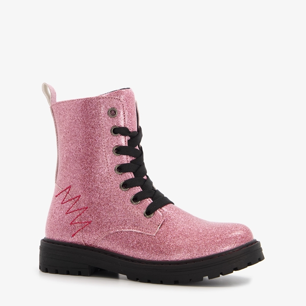 Blue Box meisjes veterboots met glitter roze 1