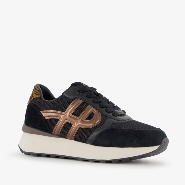 Hush Puppies leren dames sneakers zwart brons online bestellen Scapino