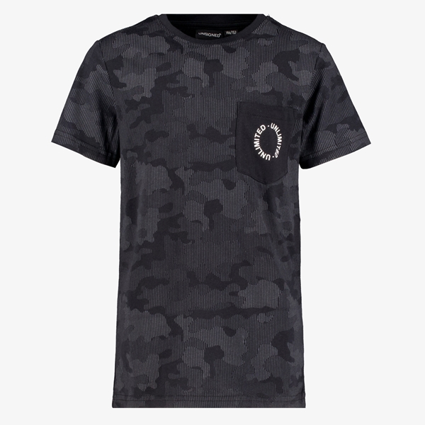 Unsigned jongens T-shirt met camouflage print zwar 1