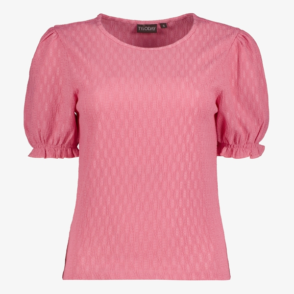 TwoDay dames T-shirt roze met ruches 1