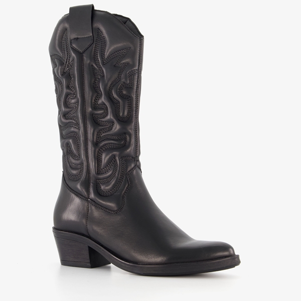 Harper leren dames western laarzen zwart 1