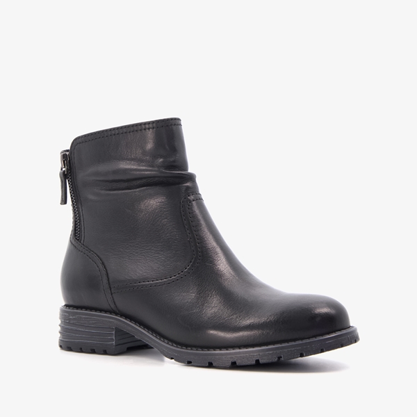 Hush Puppies leren dames enkellaarsjes zwart 1