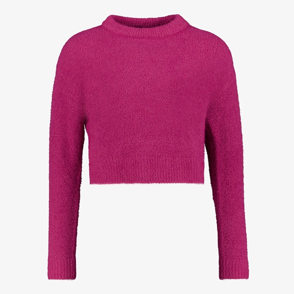 MyWay korte fluffy meisjes trui roze 1