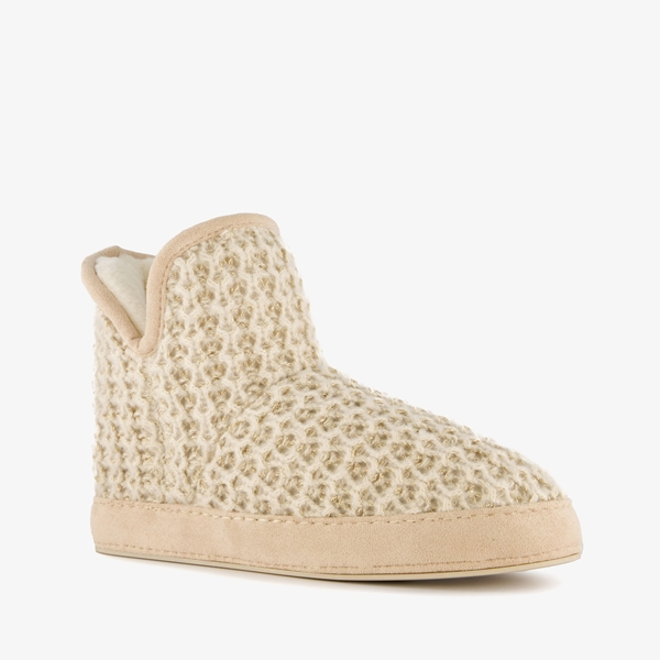 Thu!s gebreide pantoffels met voering beige 1