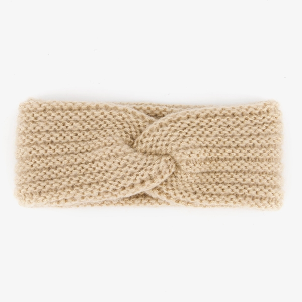 Gebreide dames hoofdband beige 1