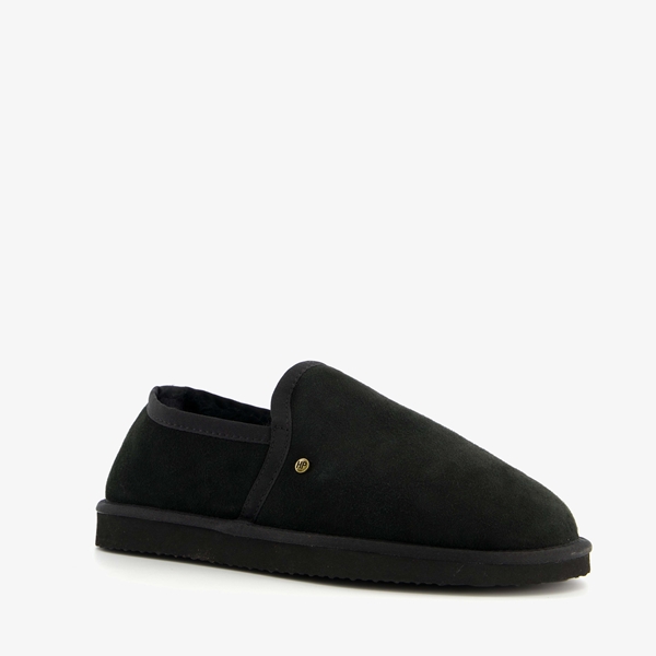 Hush Puppies suede pantoffels met lamsvacht zwart 1