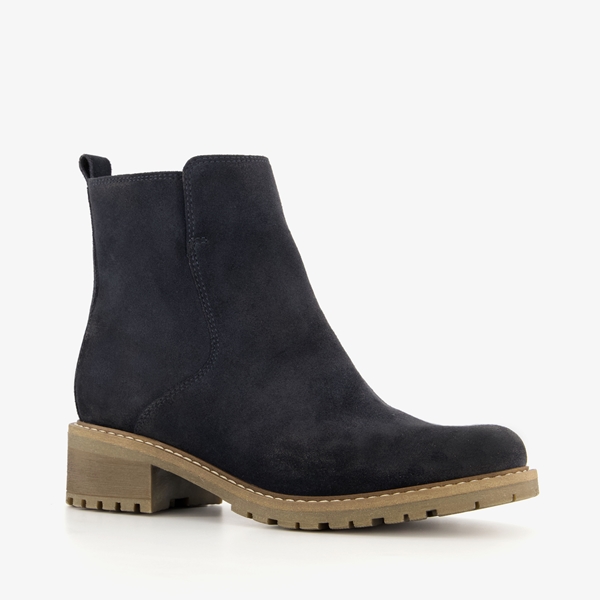 Hush Puppies suede dames enkellaarsjes blauw 1