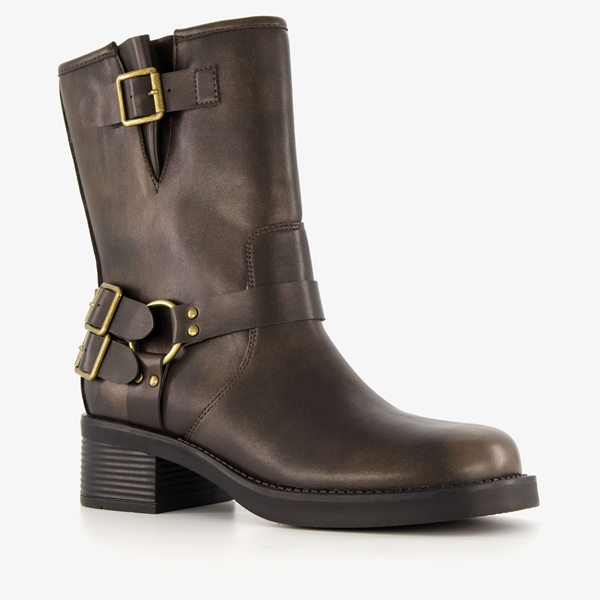 Blue Box dames biker boots bruin 1