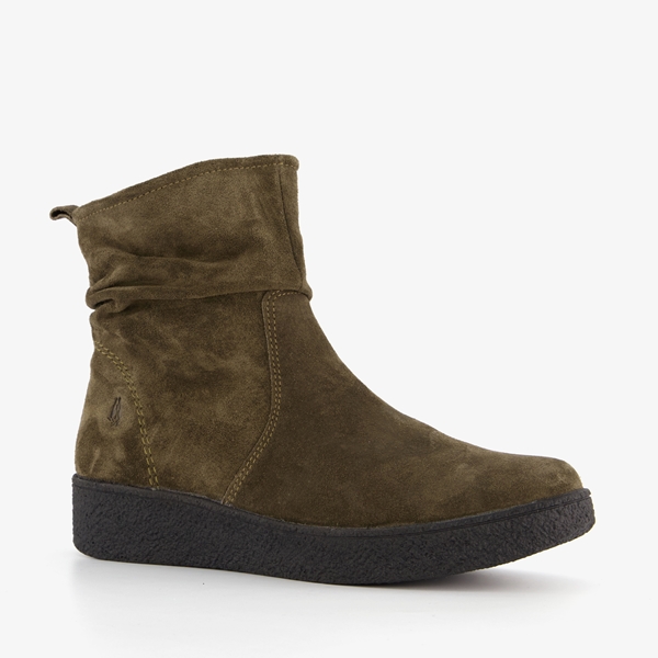 Hush Puppies suede dames enkellaarsjes groen 1