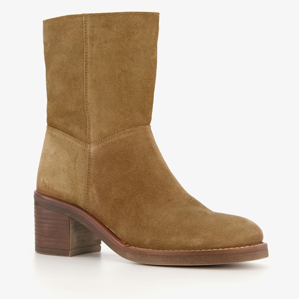 Harper suede dames enkellaarzen met hak camel 1