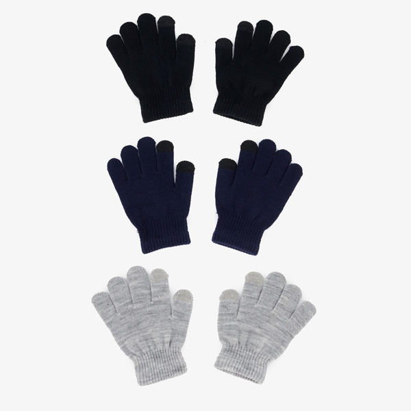 3 paar touchscreen handschoenen zwart blauw grijs 1