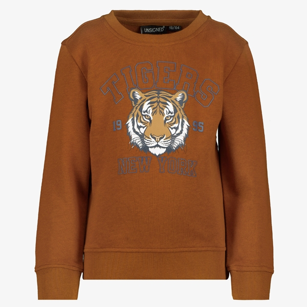 Unsigned jongens sweater bruin met tijger 1