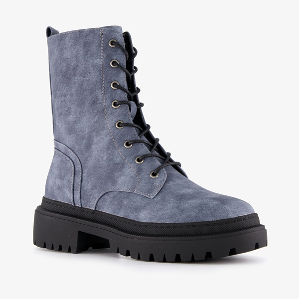 Blue Box dames veterboots denim blauw 1