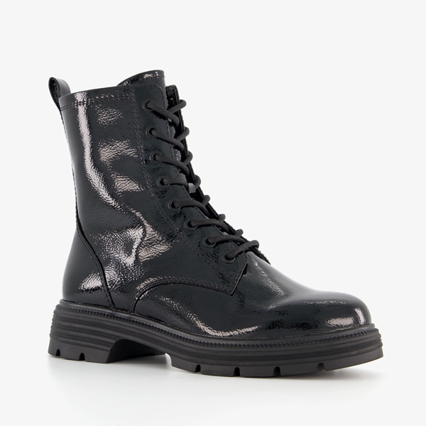 Tamaris dames lak veterboots zwart 1