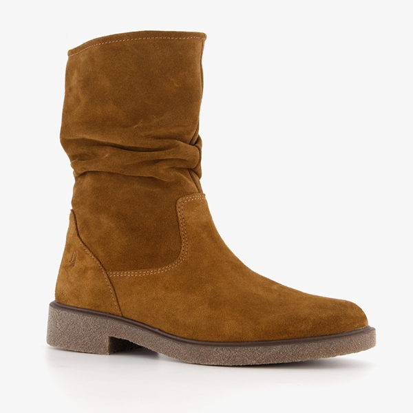 Hush Puppies suede dames enkellaarzen cognac online bestellen Scapino