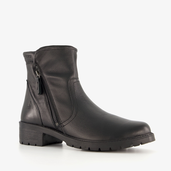 Hush Puppies leren dames enkellaarsjes zwart 1