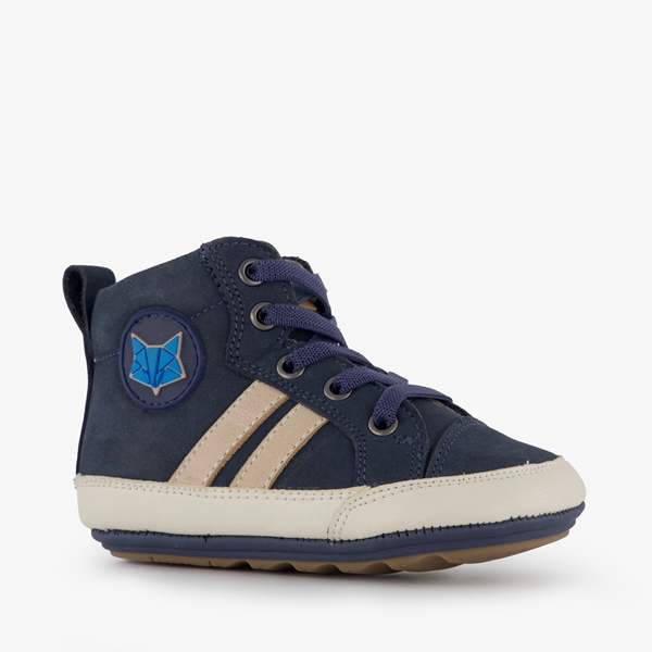 Groot leren jongens babyschoenen blauw 1