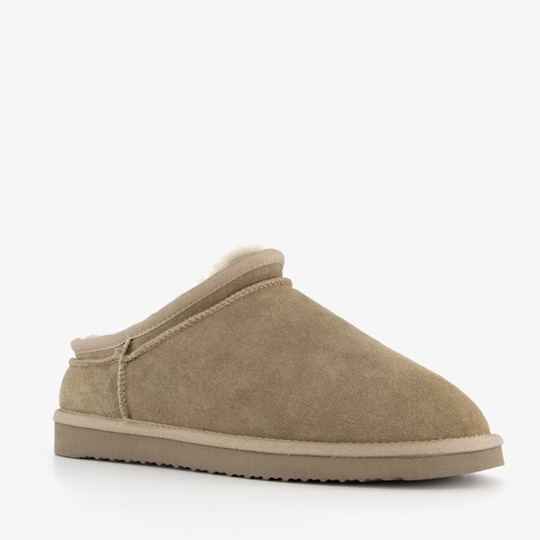 Hush Puppies gevoerde suede heren pantoffels taupe 1