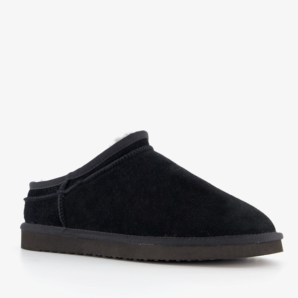 Hush Puppies gevoerde suede heren pantoffels zwart 1