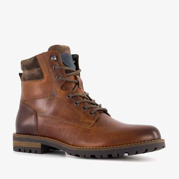 Van Beers leren heren veterboots cognac 1