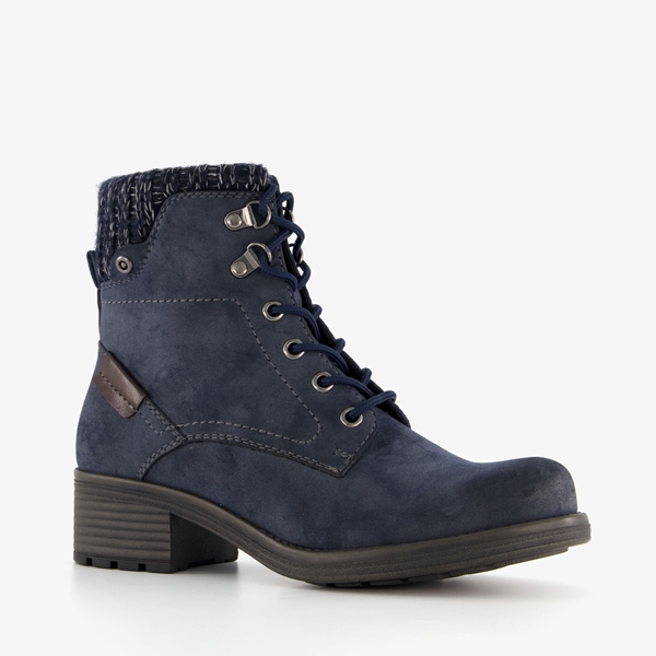 Blue Box veterboots blauw met gebreid detail 1