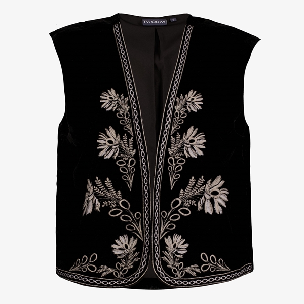 TwoDay dames gilet geborduurde bloemen zwart 1