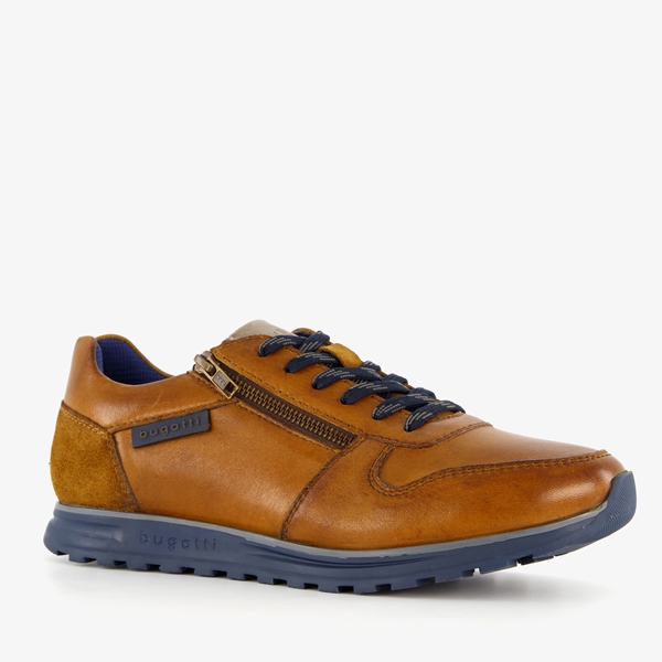 Bugatti leren heren sneakers cognac bruin 1