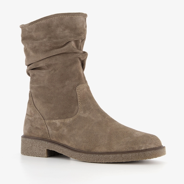 Hush Puppies suede dames enkellaarzen taupe 1