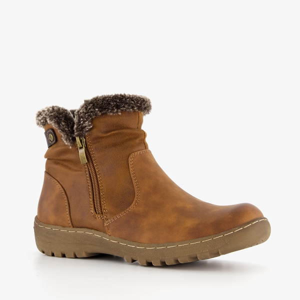 Blue Box lage gevoerde dames boots cognac 1