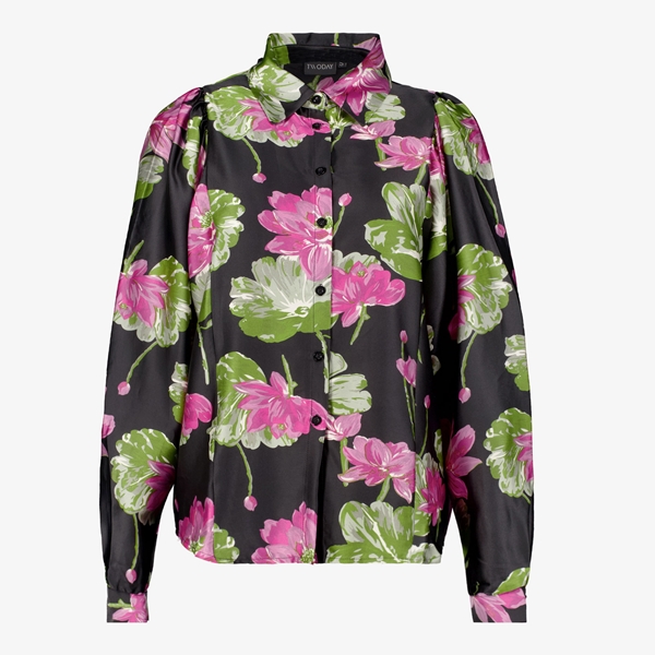 TwoDay dames blouse zwart met bloemen 1