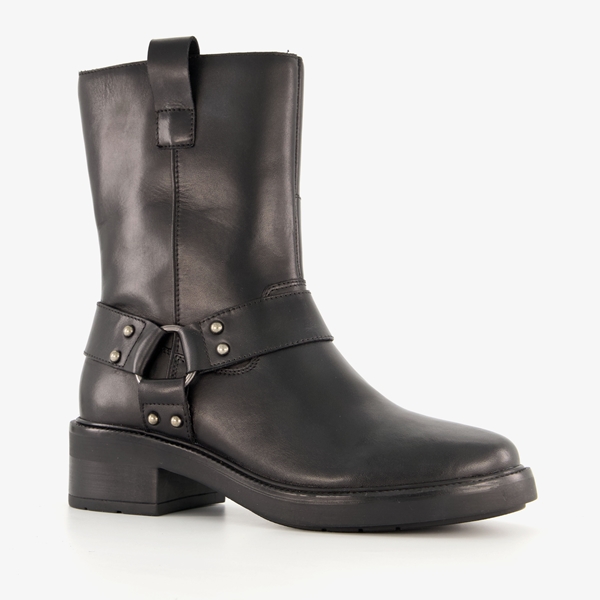 Harper leren dames biker boots met studs zwart 1