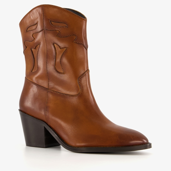 Harper leren dames western laarsjes cognac 1