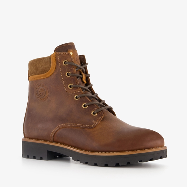 Output leren dames veterboots bruin 1