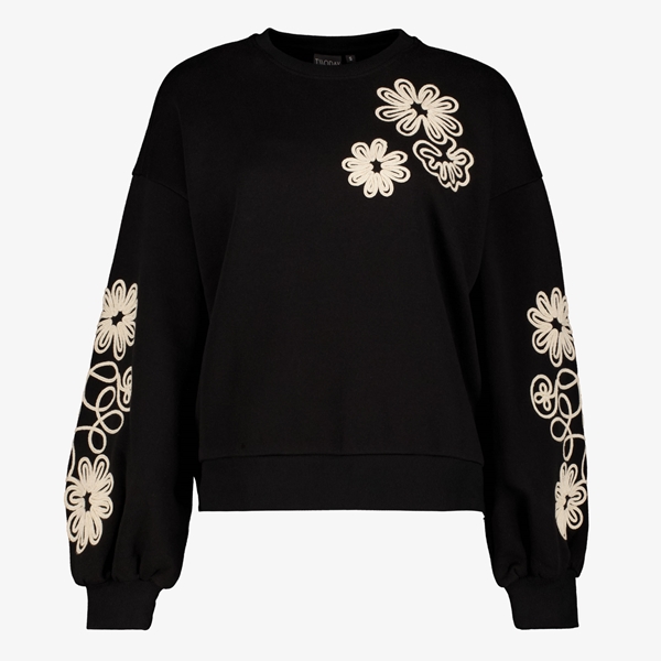 TwoDay dames sweater zwart met geborduurde bloemen 1