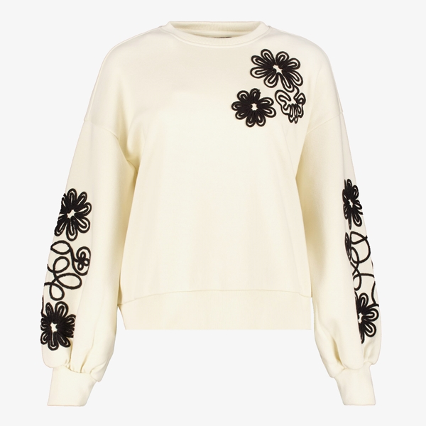 TwoDay dames sweater beige met geborduurde bloemen 1