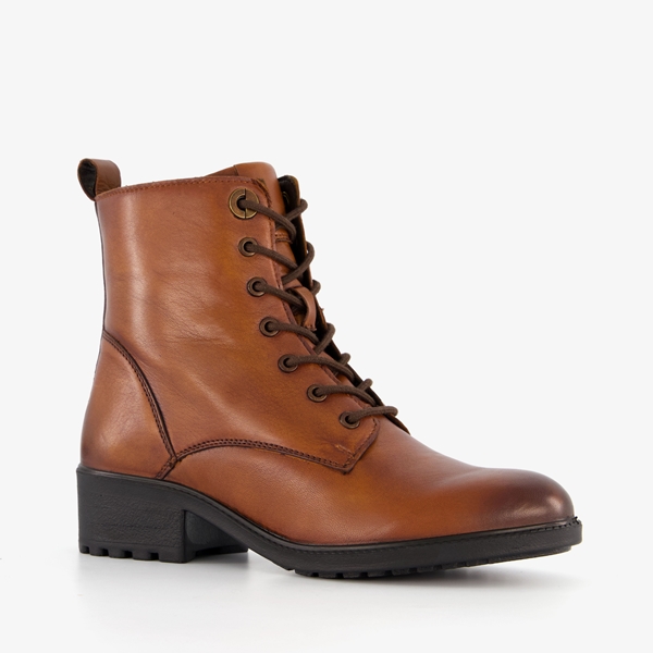 Hush Puppies leren dames veterboots cognac 1