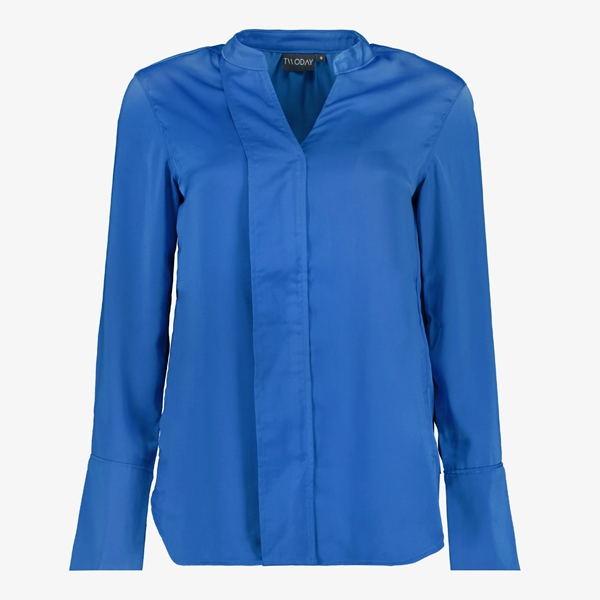 TwoDay satijnachtige dames blouse kobalt blauw 1