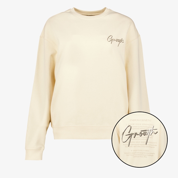 TwoDay dames sweater met backprint beige 1