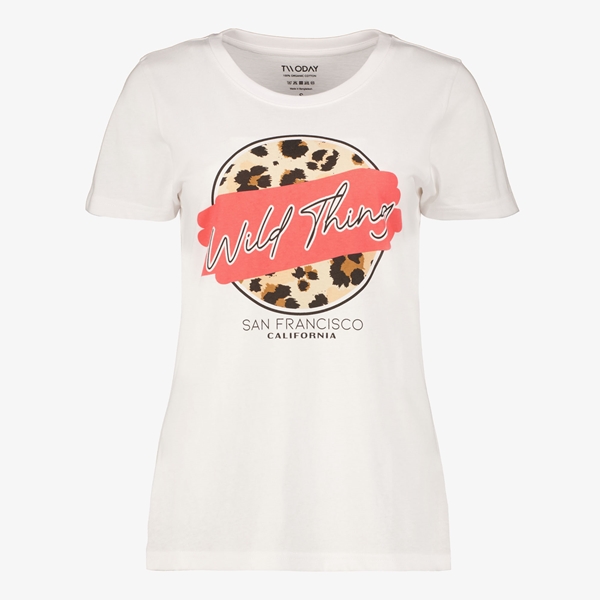 TwoDay dames T-shirt met luipaardprint wit 1