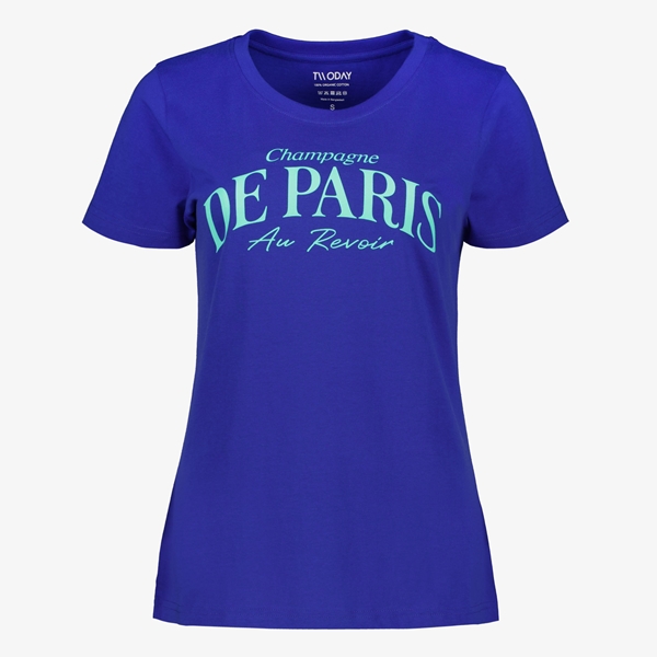 TwoDay dames T-shirt met tekstopdruk kobalt blauw 1