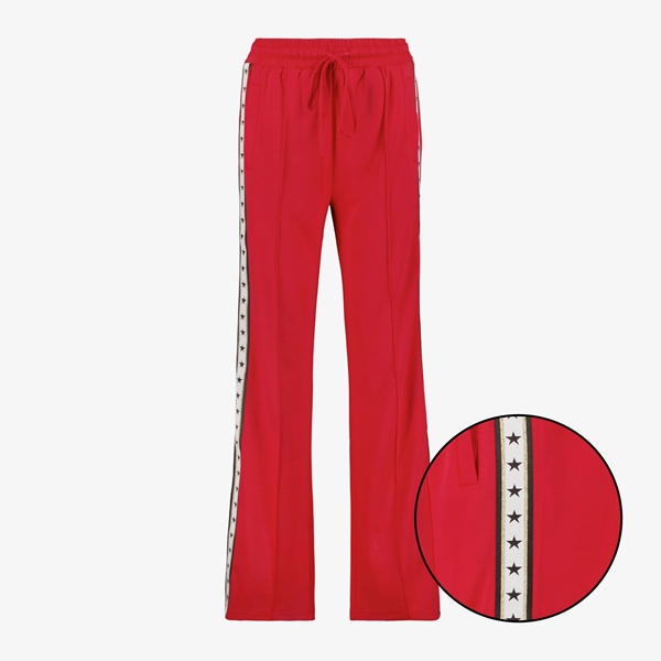 TwoDay wide leg broek met bies en sterren rood 1