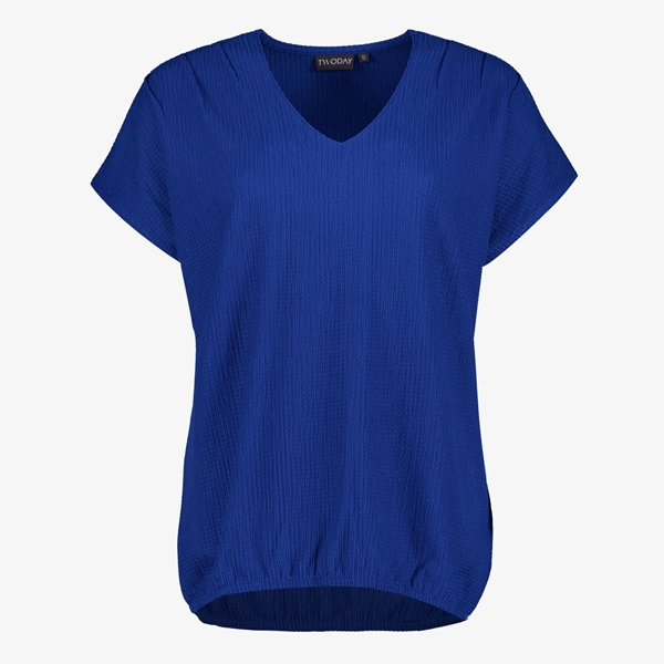 TwoDay dames T-shirt met structuur kobalt blauw 1