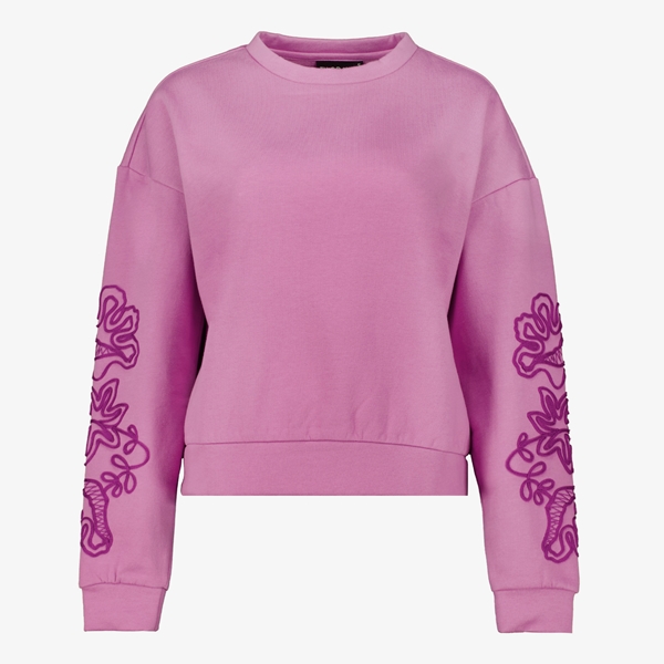 TwoDay dames sweater met geborduurde mouwen roze 1