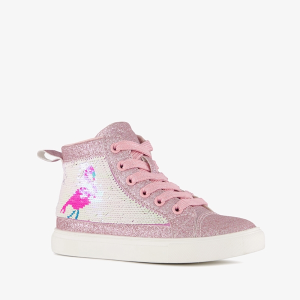 Blue Box hoge meisjes sneakers met glitters roze 1